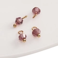 Faceted purple glass crystal charms with gold bail for DIY jewelry and necklaces - 4mm (Hole Approx 1.5mm) / Bicone Bead Purple