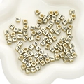 DIY cubic acrylic letter F bead in vintage gold finish for jewelry making - 6x6mm (50 Pieces/Pack) / Gold-F