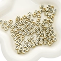 Golden acrylic square beads with letter G for DIY personalized jewelry making - 6x6mm (50 Pieces/Pack) / Gold-G