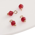 Deep red faceted glass crystal charms with gold pendant loops for DIY jewelry - 4mm (Hole Approx 1.5mm) / Bicone Bead Red