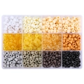 Set de cuentas de barril de plástico de 12 colores en caja para joyería DIY - 9x6mm, Agujero aprox. 4mm, 100 cuentas/rejilla, aprox. 1200 cuentas/caja / Serie Gris Blanco Marrón