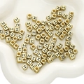 Golden acrylic cube beads with black letter H for DIY jewelry bracelet making - 6x6mm (50 Pieces/Pack) / Gold-H