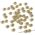 Flat round gold acrylic letter D beads for DIY jewelry making and bracelet crafting - 50 Pieces/Pack (4x7mm) / Letter D