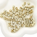 DIY golden square acrylic beads with black letters and symbols for bracelet making - 6x6mm (50 Pieces/Pack) / Gold-I