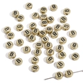 Flat round 7mm gold acrylic letter B beads for DIY jewelry making and bracelet kits - 50 Pieces/Pack (4x7mm) / Letter B