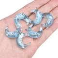 Blue sky cloud resin crescent moon pendants with silver rings for DIY jewelry making - 23x28mm / Moon Style-Blue Sky Clouds (BSB112)
