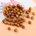 Natuurlijke houten kralen met nerf in plastic opbergdoos voor doe-het-zelf sieraden - Standaard Maat (1mm Gat, 50 Stuks/Verpakking) / Gouden sandelhout