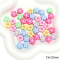 Perles de fleurs en acrylique colorées 13x12mm aux tons macaron pour bijoux DIY - Petite Fleur 13x12mm (BSD778) / Lot de 10 / Couleurs Mélangées Aléatoires