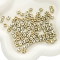Golden acrylic square beads with black letter K for DIY jewelry making and bracelets - 6x6mm (50 Pieces/Pack) / Gold-K