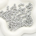 Square silver acrylic letter A beads for DIY handmade jewelry necklace making - Letter A / 6x6mm (Approx. 50 pcs/pack)