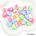 Perles papillon en acrylique de 17x13mm en couleurs pastel pour création de bijoux - Papillon 17x13mm (BSD778) / Lot de 10 / Couleurs Mélangées Aléatoires