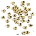 Golden acrylic round letter F beads for DIY jewelry making handmade bracelets - Letter F / 50 Pieces