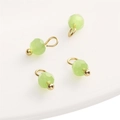 Set of four 4mm light green faceted glass beads with gold finish loops for DIY jewelry - 4mm (Hole Approx 1.5mm) / Ball Bead Green