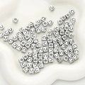 Silver square acrylic letter C bead for DIY handmade bracelets and necklaces - Letter C / 6x6mm (Approx. 50 pcs/pack)