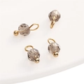 Set of 4 smoky grey faceted glass beads with gold ring pendants for DIY jewelry making - 4mm (Hole Approx 1.5mm) / Ball Bead Gray