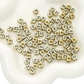 Gouden acryl kubus kraal met zwarte letter Z voor het maken van DIY sieraden - Letter N
