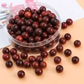 8mm gepolijste roodbruine houten kralen met natuurlijke nerf voor DIY sieraden maken - 8mm (50 stks/Verpakking) / Bloed sandelhout