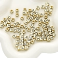 Golden acrylic cube letter P beads for DIY handmade bracelets and jewelry making - 6x6mm (50 Pieces/Pack) / Gold-P