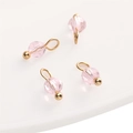 Pink 4mm faceted glass crystal pendants with gold hooks for DIY jewelry making - 4mm (Hole Approx 1.5mm) / Ball Bead Light Pink