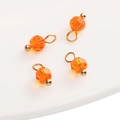 Set of four 4mm orange faceted glass charms with gold metal loops for DIY jewelry making - 4mm (Hole Approx 1.5mm) / Ball Bead Orange Red