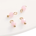Pink faceted glass bead charms with golden metal loops for DIY jewelry making - 4mm (Hole Approx 1.5mm) / Ball Bead Pink