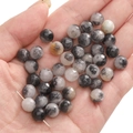 Perle in pietra naturale lucidata da 8mm con motivo a inchiostro per gioielli DIY - Inchiostro Bianco e Nero / 8mm