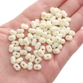 Perline in acrilico bianco crema SuperDuo a doppio foro per gioielli fai da te - 8x5mm (Foro circa 1mm) / Beige
