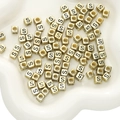 Square gold acrylic letter beads with black letter S for DIY handmade bracelets - 6x6mm (50 Pieces/Pack) / Gold-S