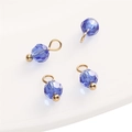 Set of four 4mm faceted blue glass crystal pendants with gold metal hanging loops - 4mm (Hole Approx 1.5mm) / Ball Bead Royal Blue