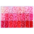DIY Perlenset mit rosa und roten Acrylperlen in einer Aufbewahrungsbox mit 24 Fächern - 9x6mm (Loch 4mm) / Rot Serie