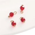 Set of four red multifaceted glass bead pendants with golden metal loops for DIY jewelry - 4mm (Hole Approx 1.5mm) / Red Round