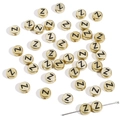 Golden acrylic round letter Z beads for DIY jewelry making and bracelet supplies - Letter Z / 50 Pieces