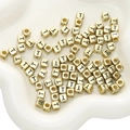 Golden square acrylic alphabet beads with black letter T for DIY jewelry making - 6x6mm (50 Pieces/Pack) / Gold-T