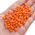 Perle in acrilico arancione vivace a forma di arachide con doppio foro per gioielli fai-da-te - 8x5mm (Foro circa 1mm) / Rosso Arancio