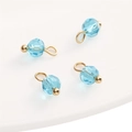 Light blue faceted 4mm glass crystal charms with gold metal loops for DIY jewelry - 4mm (Hole Approx 1.5mm) / Lake Blue Round