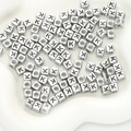 Square silver acrylic letter K beads for DIY handmade jewelry bracelets and necklaces - Letter K / 6x6mm (Approx. 50 pcs/pack)
