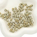Matte gold cubic acrylic beads with letter U engraving for DIY jewelry making - 6x6mm (50 Pieces/Pack) / Gold-U