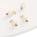 Set of four 4mm faceted translucent white glass ball pendants with golden metal loops - 4mm (Hole Approx 1.5mm) / Ball Bead White