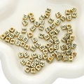 Golden acrylic alphabet cube beads with engraved letter W for DIY jewelry making - 6x6mm (50 Pieces/Pack) / Gold-W