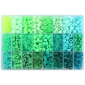 Kit de perles dégradé vert en boîte de 24 compartiments pour bijoux DIY - 9x6mm (Trou 4mm) / Nuances de vert