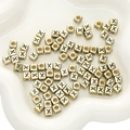 Square gold alloy alphabet beads with black letter X for DIY jewelry making - 6x6mm (50 Pieces/Pack) / Gold-X