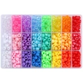 Kit de perles pony arc-en-ciel 24 couleurs en boîte de rangement pour bijoux DIY - 9x6mm (Trou 4mm) / Série Arc-en-ciel
