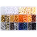 Kit de perles poney colorées avec 24 couleurs dans une boîte de rangement en plastique - 9x6mm (Trou 4mm) / Gris Blanc Café