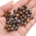 Faceted natural stone beads with brown and grey patterns for DIY jewelry making - Autumn Leaves / 8mm