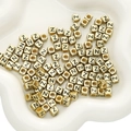 Matte gold acrylic alphabet cube bead with black letter Z for DIY jewelry making - 6x6mm (50 Pieces/Pack) / Gold-Z
