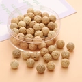 DIY 8mm natural beige wood round beads for jewelry making in a transparent box - Rudraksha Wood