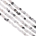 Irregular white nugget natural stone beads with black inclusions for DIY jewelry - Hole approx 1mm, approx 45-60 beads/strand / White Moonstone