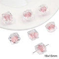 Perles rondes facettées en acrylique à cœur rose pour création de bracelets DIY - Perles facettées / 10 Pièces/Paquet