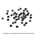 7mm round black flat-back animal eyes for doll making, pack of 100 resin craft beads - Round (7mm) / 100pcs Pack / Black
