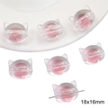 Perles chat en acrylique rose avec cœur interne pour création de bijoux DIY 18x16mm - Perle Tête de Chat / 10 Pièces/Paquet